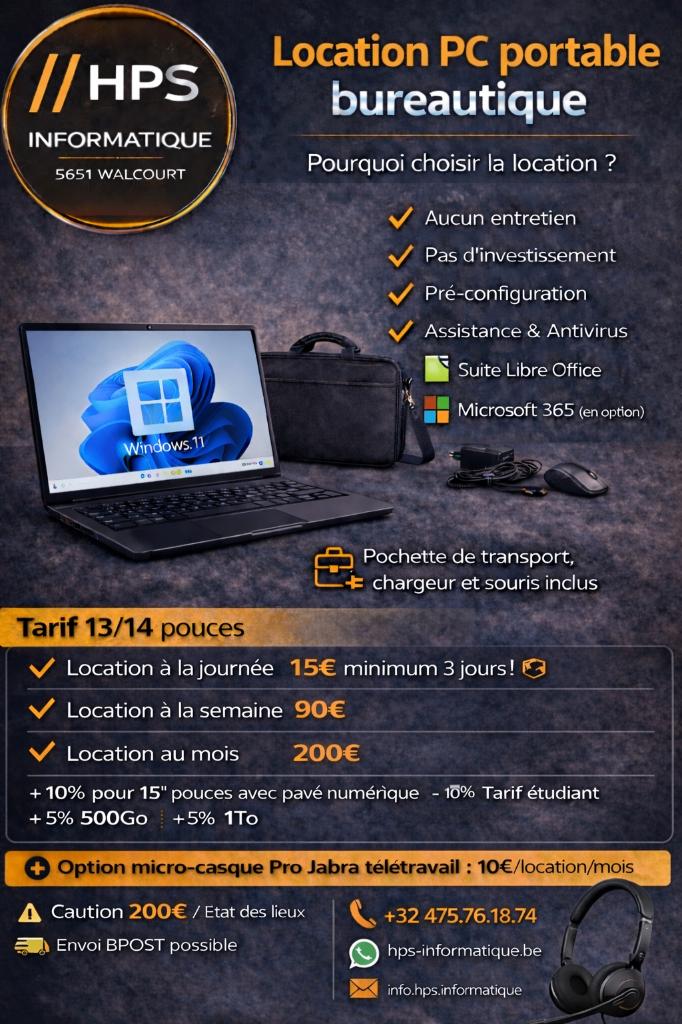 location PC Portable et PC fixe, écran, imprimante, Enlèvement ou Envoi, Reconditionné, SSD