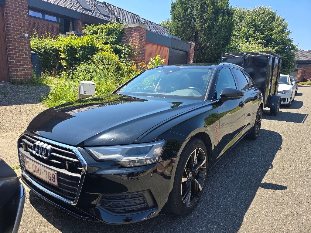 Audi A6, Auto's, Zwart, Leder, 5 deurs, Parkeersensor