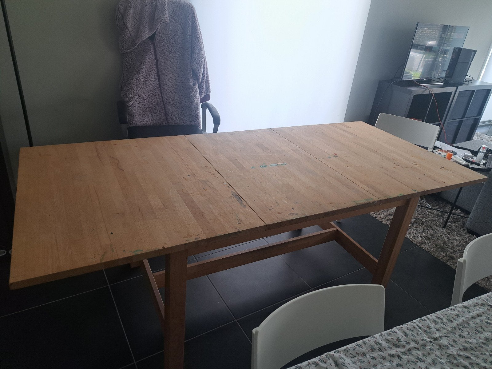 Houten tafel Ikea, Ophalen