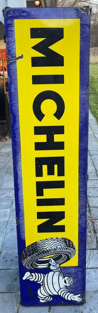 Michelin emaille reclamebord, Ophalen, Gebruikt, Reclamebord
