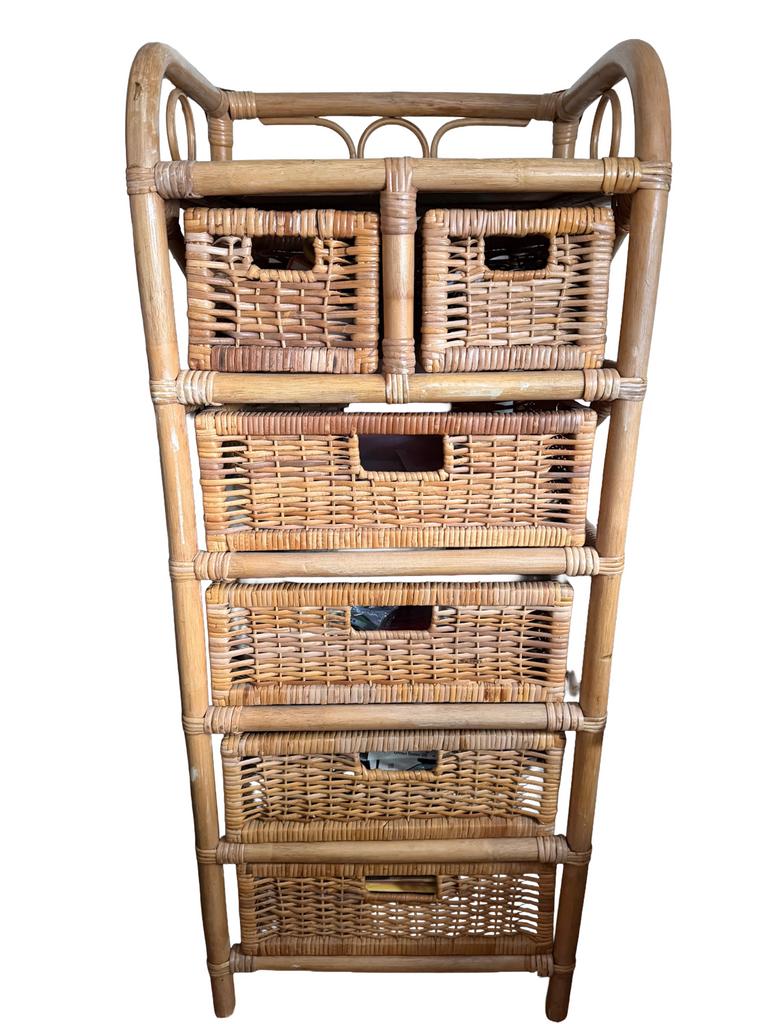 Rotan bamboo kast/rekje, Maison & Meubles, Armoires | Commodes, Comme neuf, 100 à 150 cm, Moins de 50 cm, 25 à 50 cm, Autres essences de bois