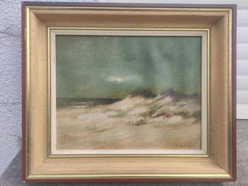huile sur papier les dunes signe joris de bruyne, Antiquités & Art, Enlèvement ou Envoi