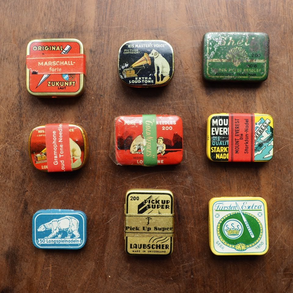 9 x grammofoon naalden doosjes needle tin His Master's voice, Ophalen of Verzenden