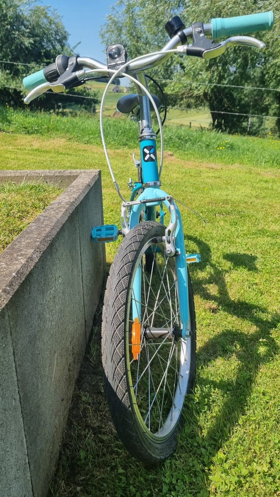 Decathlon B'Twin 20-inch kinderfiets, turquoiseblauw, Ophalen