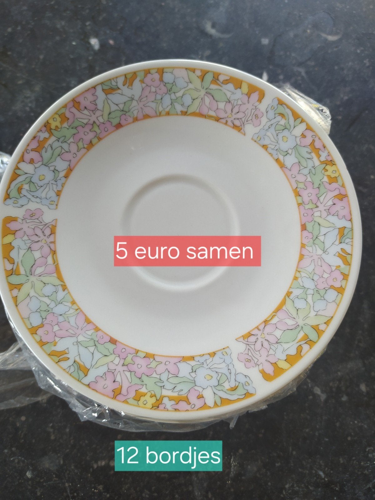 12 kleurrijke bordjes (ideaal voor feestjes)
Ideaal voor ext, Ophalen of Verzenden