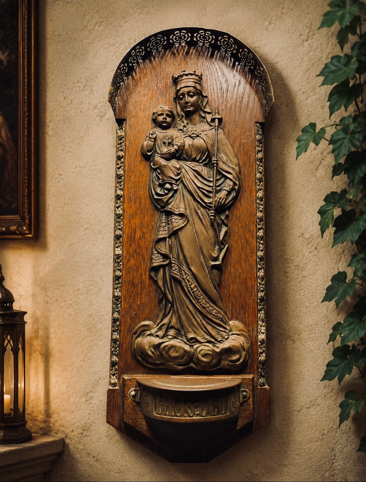 Grand bénite catholique ancien avec Marie et l'Enfant Jésus, Enlèvement ou Envoi
