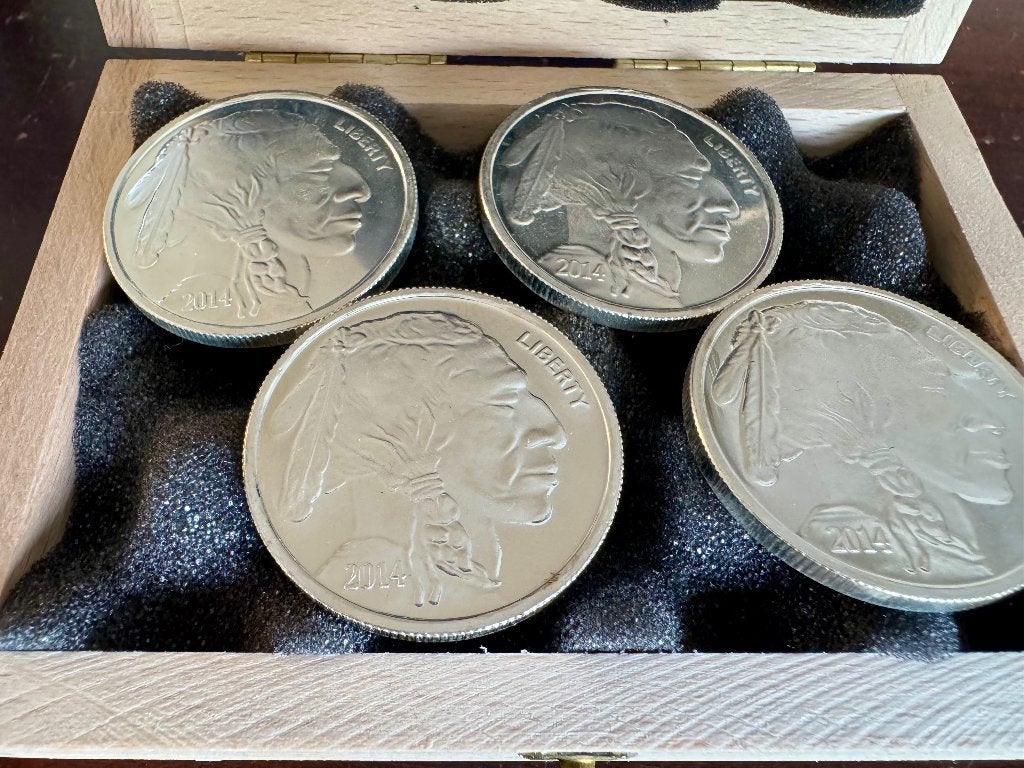 Partij van 4x1 oz zilver munten Indian Buffalo, Ophalen of Verzenden, Zilver