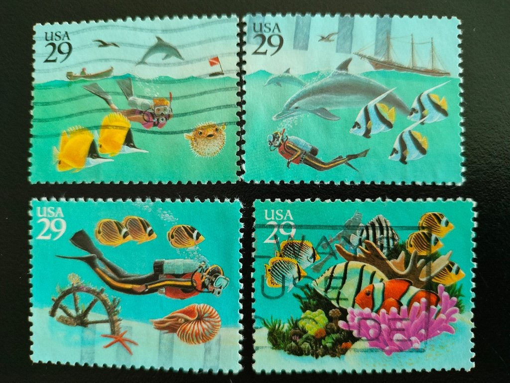 USA 1994 - onderwaterfauna, vissen, dolfijn, koraal, duiker, Verzenden, Gestempeld, Noord-Amerika
