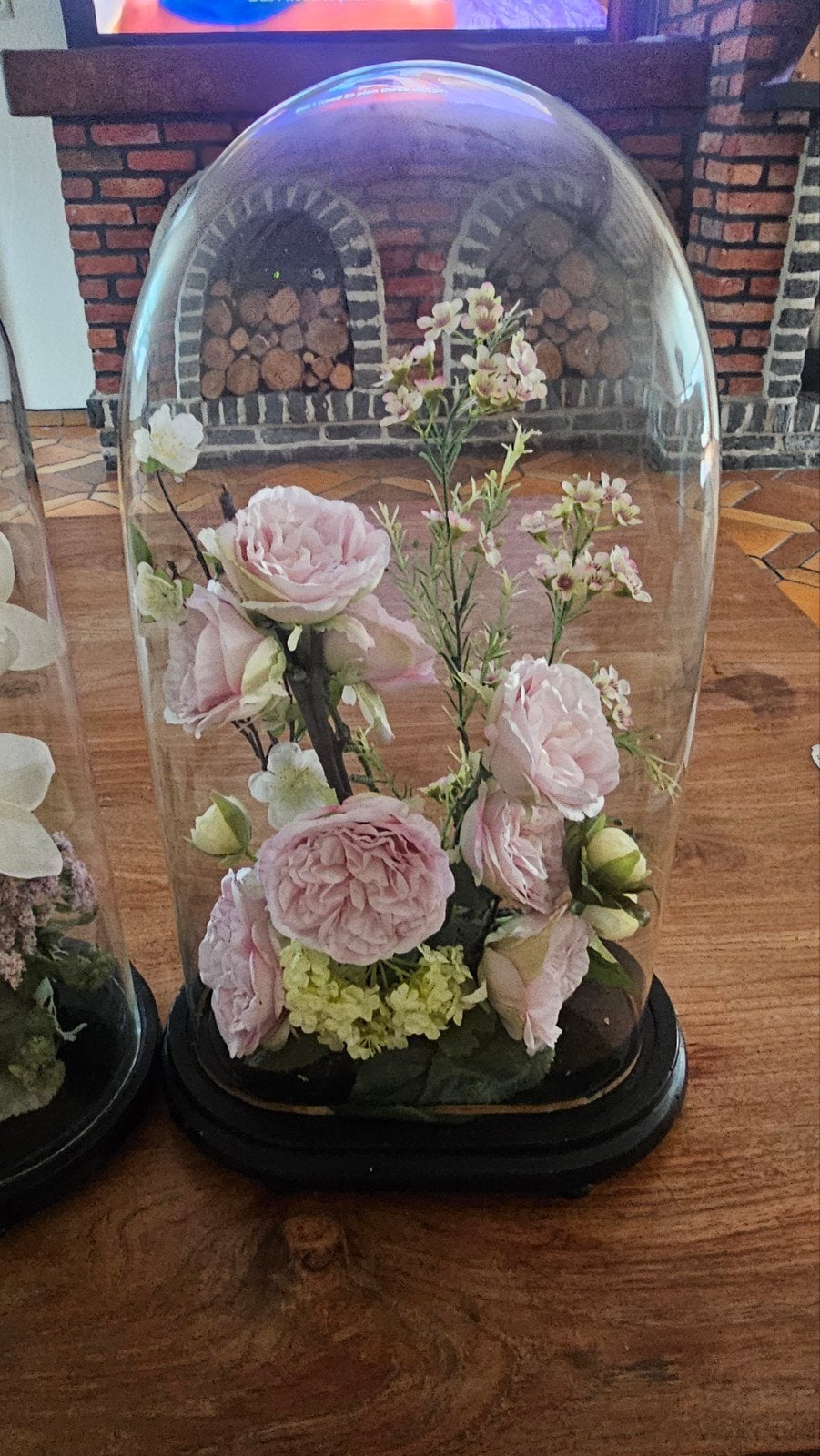 3 glazen stolpen met decoratief bloemen, Enlèvement