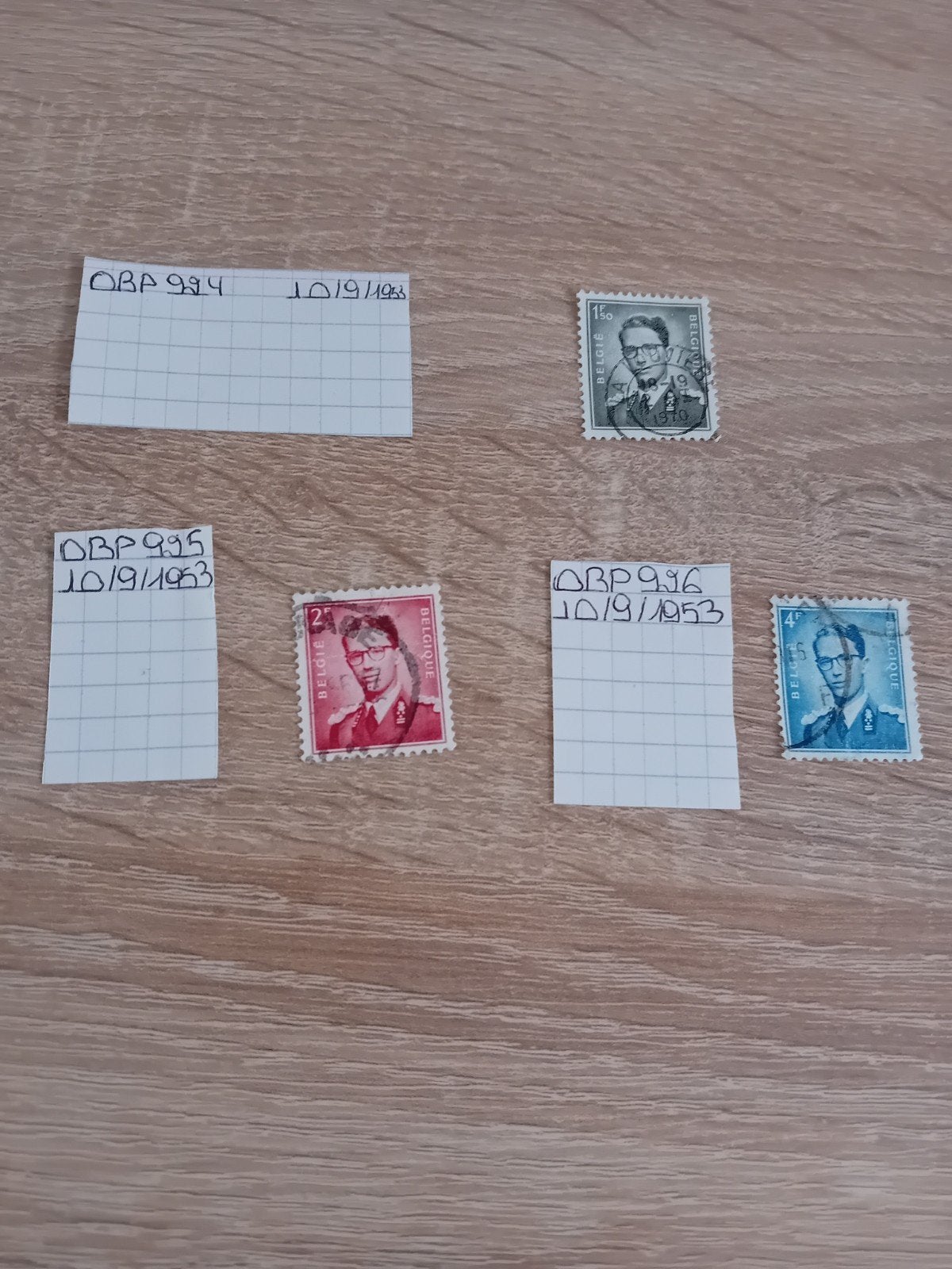 OBP 924, 925 ET 926 (1953), Enlèvement ou Envoi, Affranchi, Timbre-poste, Maison royale