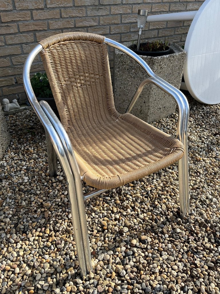 Stapelbare terrasstoelen, aluminium met hout weefsel, Tuin en Terras, Ophalen, Zo goed als nieuw, Aluminium, Stapelbaar