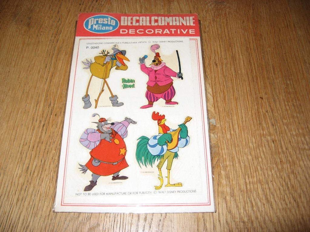 Vintage Robin Hood Walt Disney Productions P 0040, Ophalen, Overige figuren, Nieuw, Plaatje, Poster of Sticker
