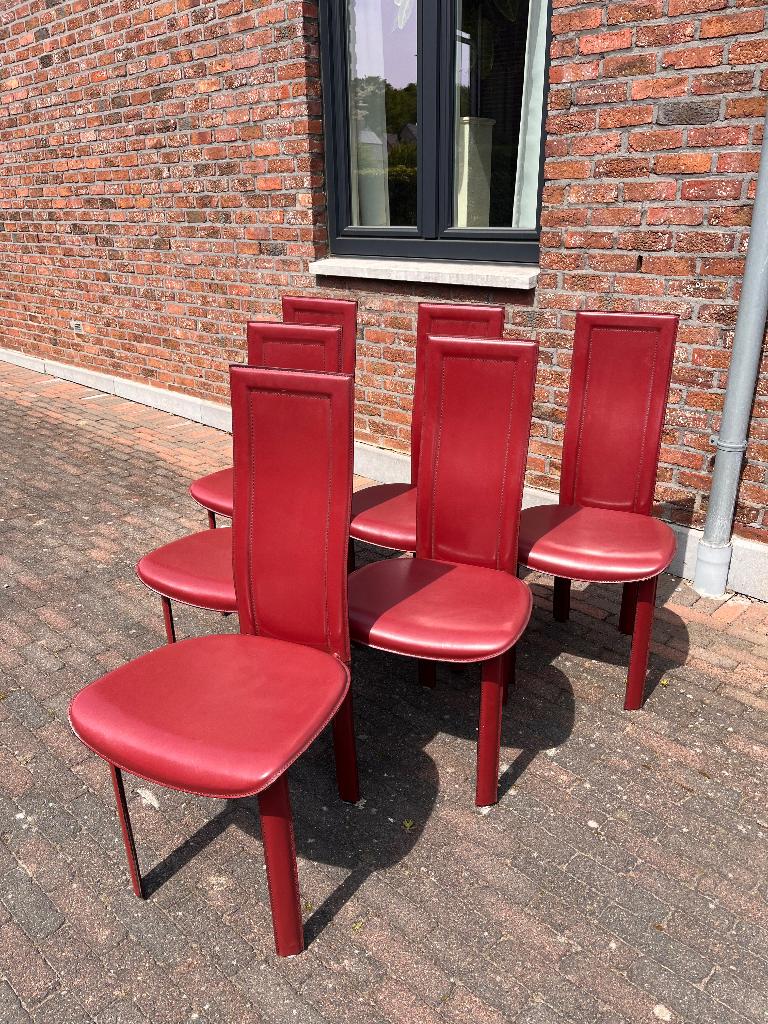 Eetkamerstoelen set van 6 bekleed met zadelleer, Huis en Inrichting, Stoelen, Zo goed als nieuw, Vijf, Zes of meer stoelen, Leer