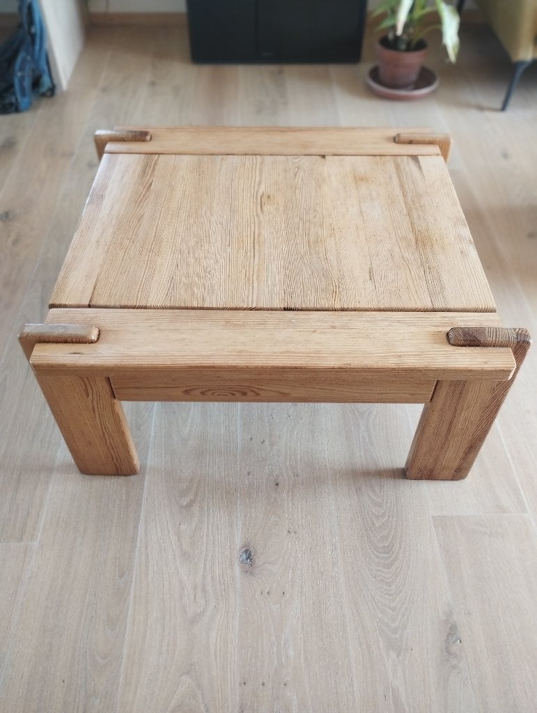 vintage salontafel grenen 70 x 70 cm, Huis en Inrichting, Ophalen, Gebruikt, 50 tot 100 cm, Vierkant