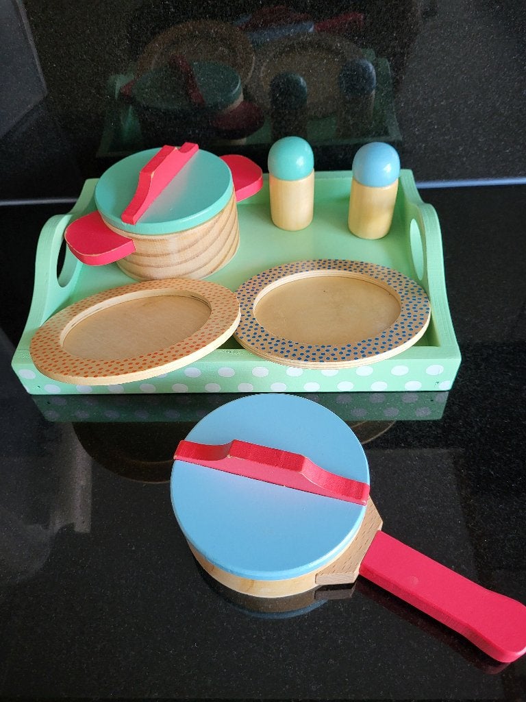 Hema houten speelgoed keukenspullen, Kinderen en Baby's, Ophalen of Verzenden, Zo goed als nieuw, Hout, Speelkeuken-accessoire
