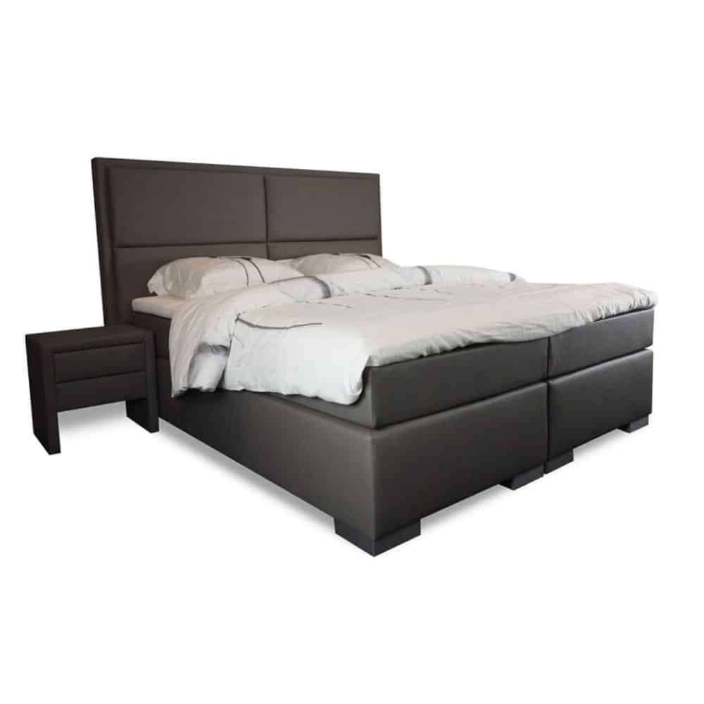 Boxspring en cuir marron, Maison & Meubles, Comme neuf, Brun, Enlèvement, 200 cm