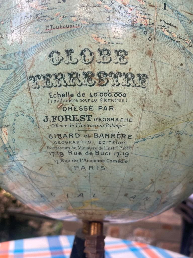 globe terrestre du début du 18e siècle E.J. Forest, Enlèvement, Rotatif, Utilisé, Globe terrestre antique