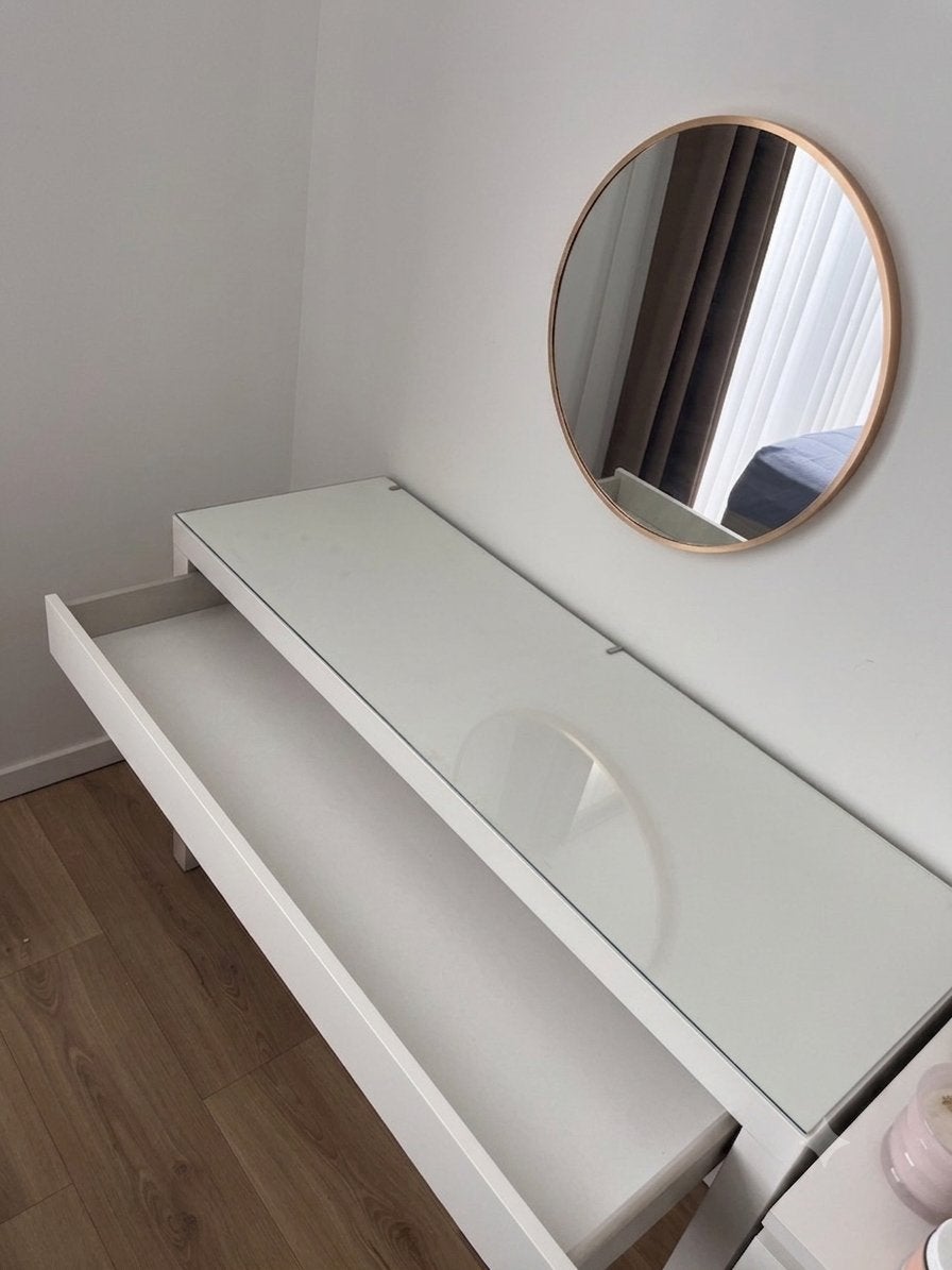 Makeup tafel + spiegel, Ophalen, Zo goed als nieuw, Rechthoekig, Hout