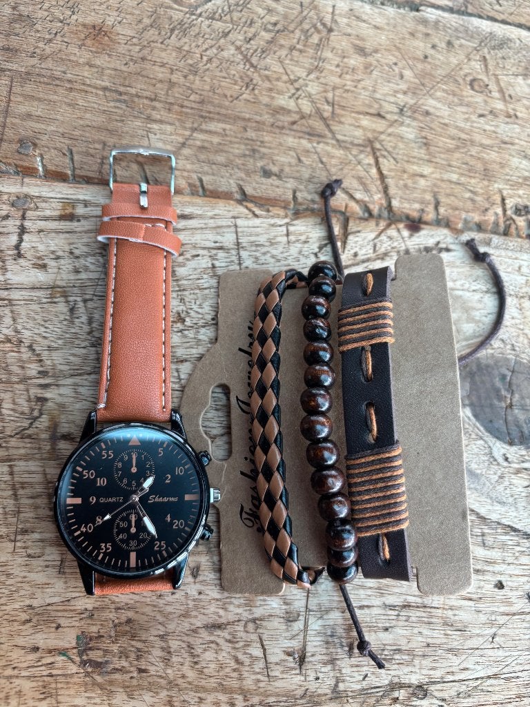 Herenhorloge + armbandjes, Ophalen of Verzenden, Nieuw
