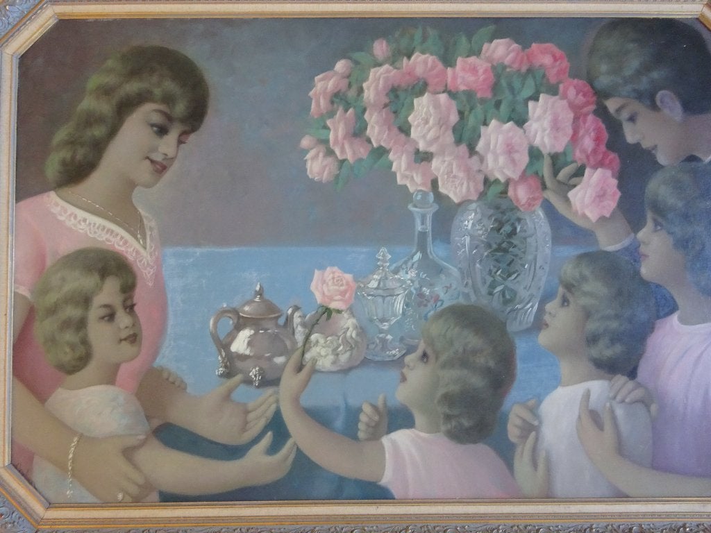 André Tahon, 1907-1985, Familie, Paneel, 81 x 122 cm, Antiek en Kunst, Kunst | Schilderijen | Klassiek, Ophalen, Paneel, Portret of Personen