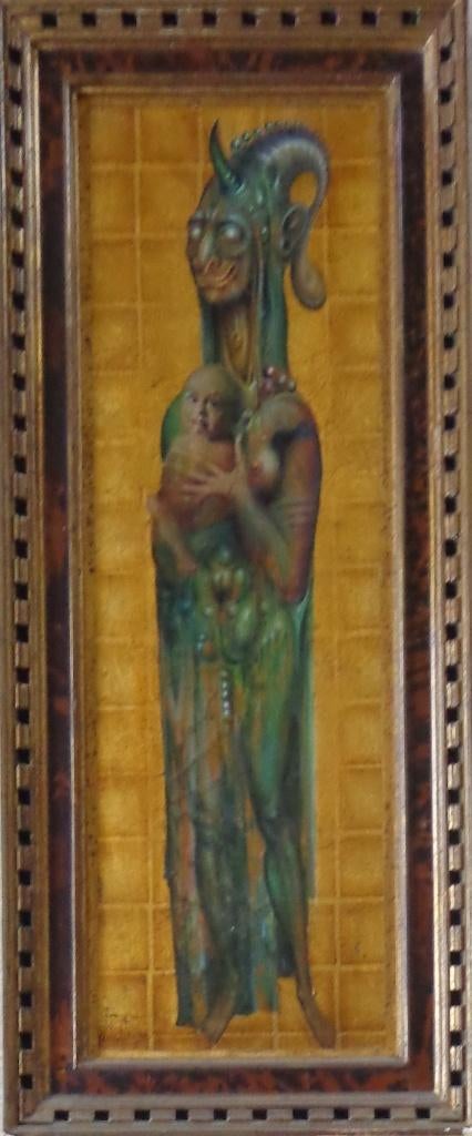 ROGER VAN BELLEGHEM / MOEDERLIEFDE / OLIEVERF 70x29cm KADER, Enlèvement ou Envoi