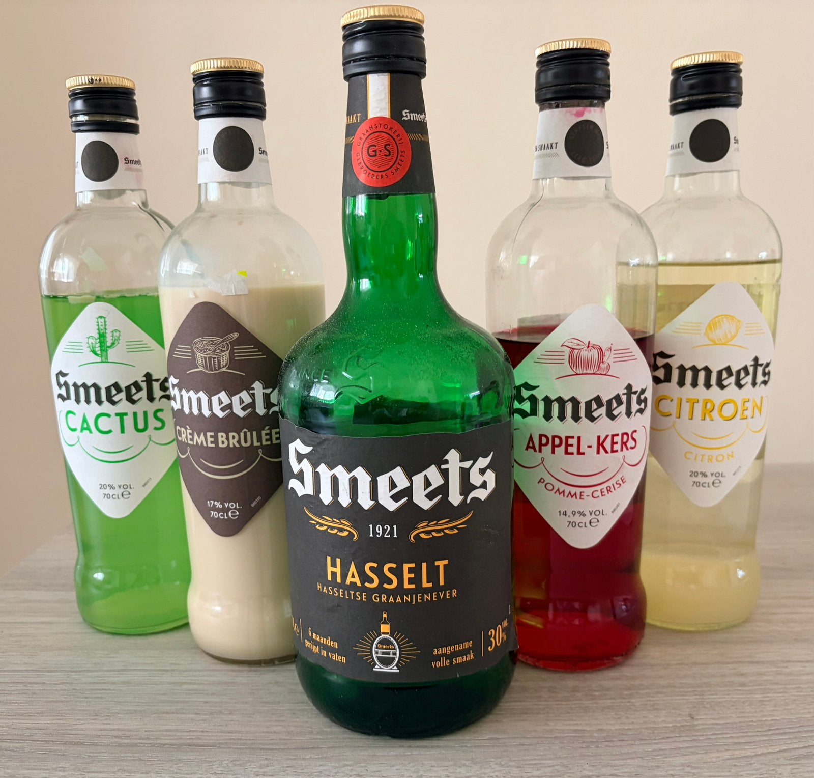 Lot van 5 flessen Smeets jenever verzameling, Verzamelen, Ophalen of Verzenden, Gebruikt