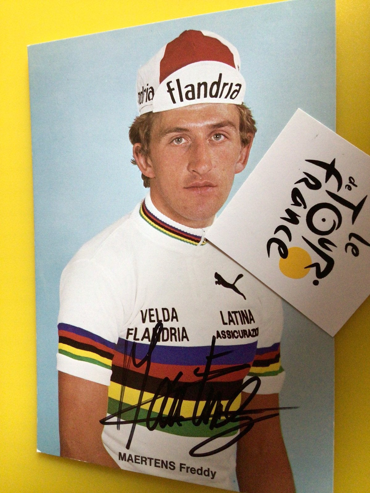 Wielerkaart wk team flandria freddy maertens signe, Sports & Fitness, Cyclisme, Envoi