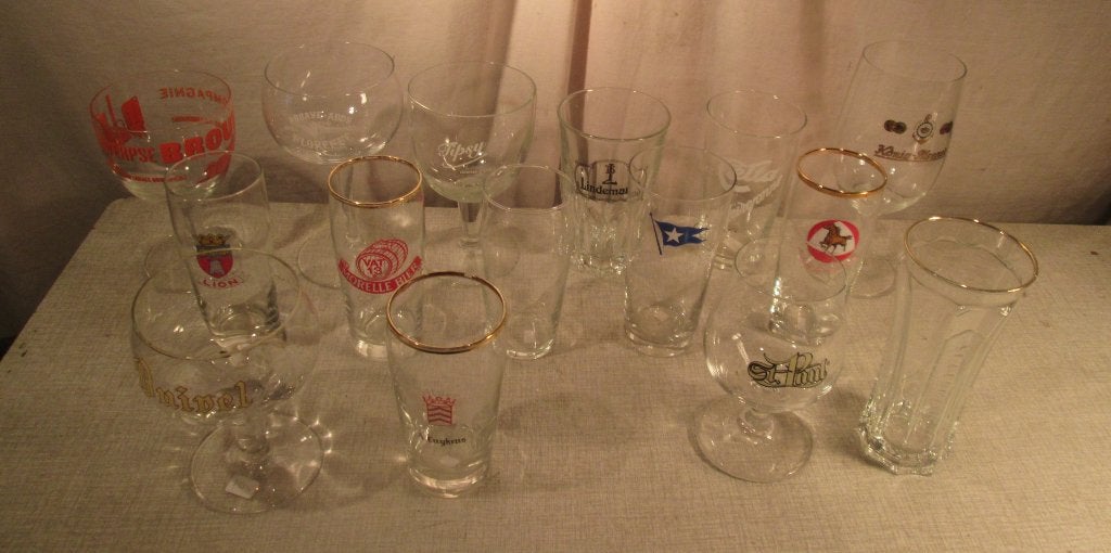 15 verschillende Originele Bierglazen, Ophalen of Verzenden, Zo goed als nieuw, Glas of Glazen