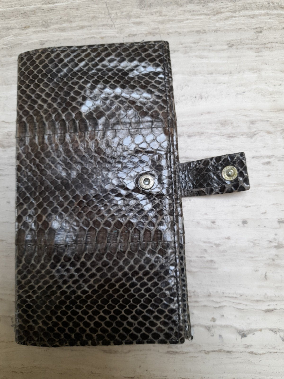 Zeer zachte tas/etui van slangenleer, Ophalen of Verzenden, Gebruikt, Bruin, Leder