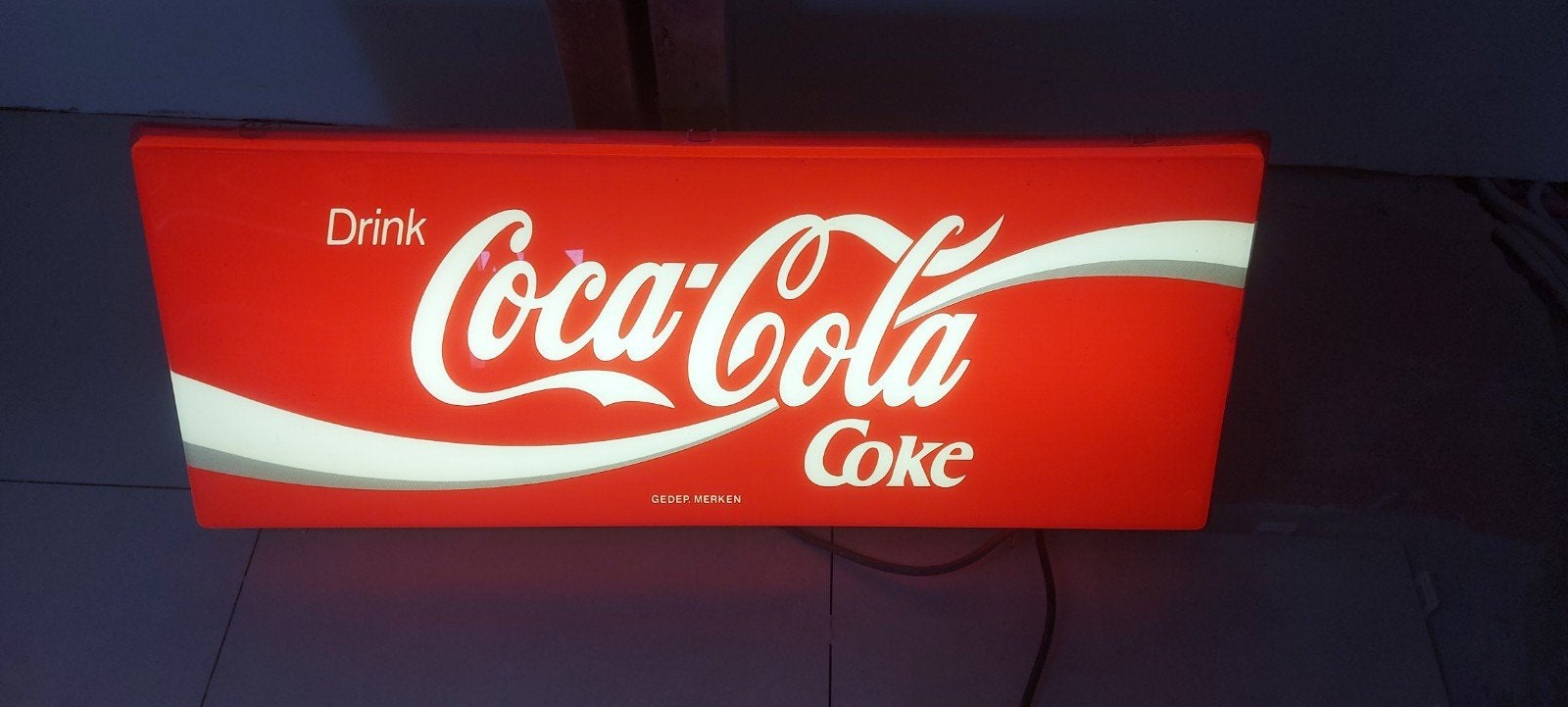 Vintage Coca-Cola Reclamebord / Lichtbak (Jaren 1980) – Werk, Ophalen