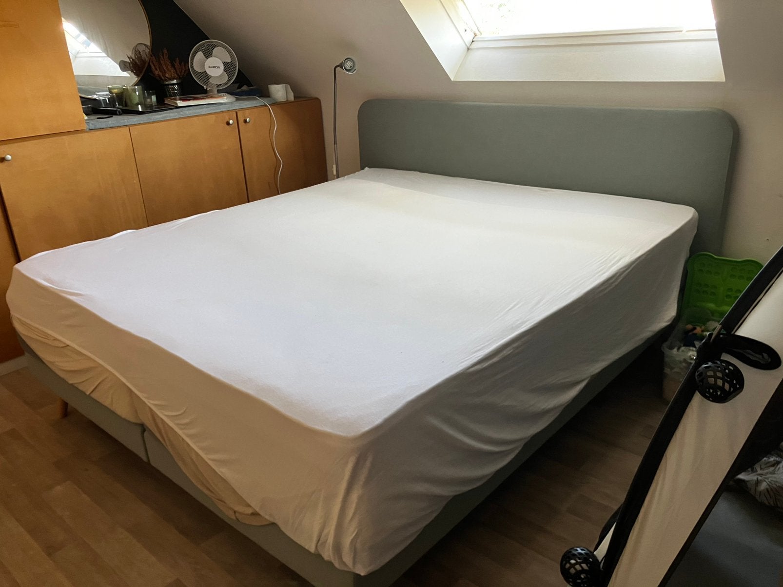 King size bed maat 180 x 200, Ophalen, Blauw, Klassiek, Tweepersoons