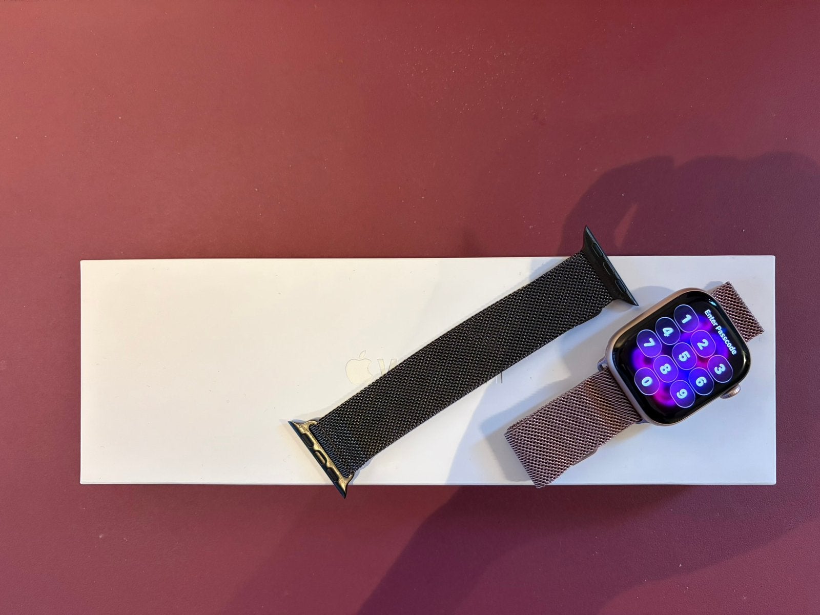 Apple watch series 10 42mm Rose Gold originele milanese loop, Enlèvement, Comme neuf