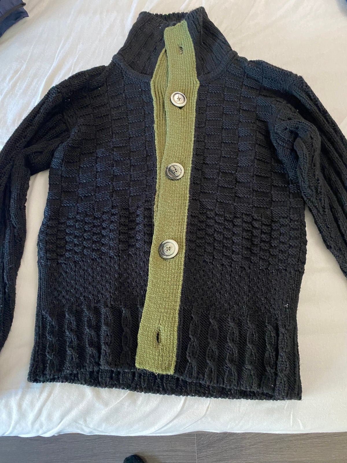 Wollen Gilet,Large,met grote knopen, Ophalen, Gedragen, Maat 52/54 (L), Meerkleurig