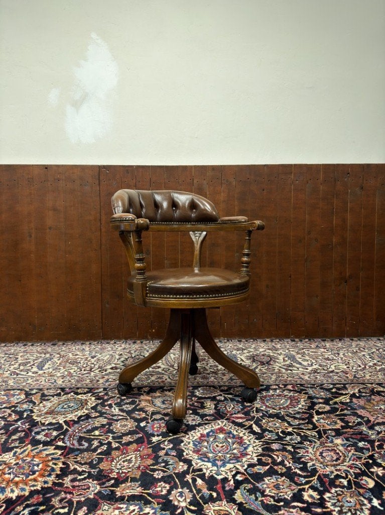 Klassiek Engels Chesterfield Bureaustoel, Ophalen of Verzenden