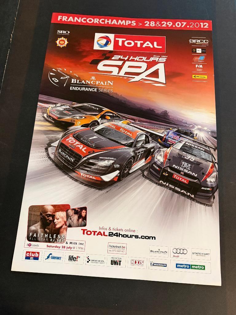 poster 24 uren SPA 2012 Audi Faithless, Verzamelen, Ophalen of Verzenden, Auto's