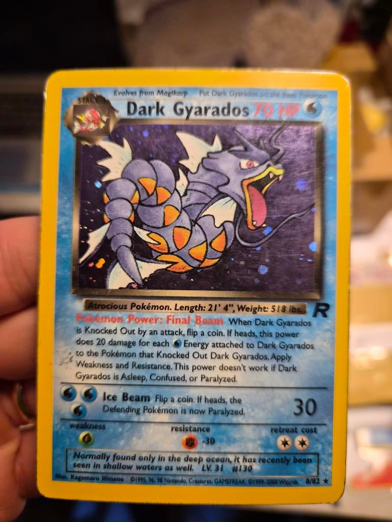Dark Gyarados holo team rocket 8/82, Hobby en Vrije tijd, Ophalen of Verzenden, Gebruikt, Losse kaart, Foil