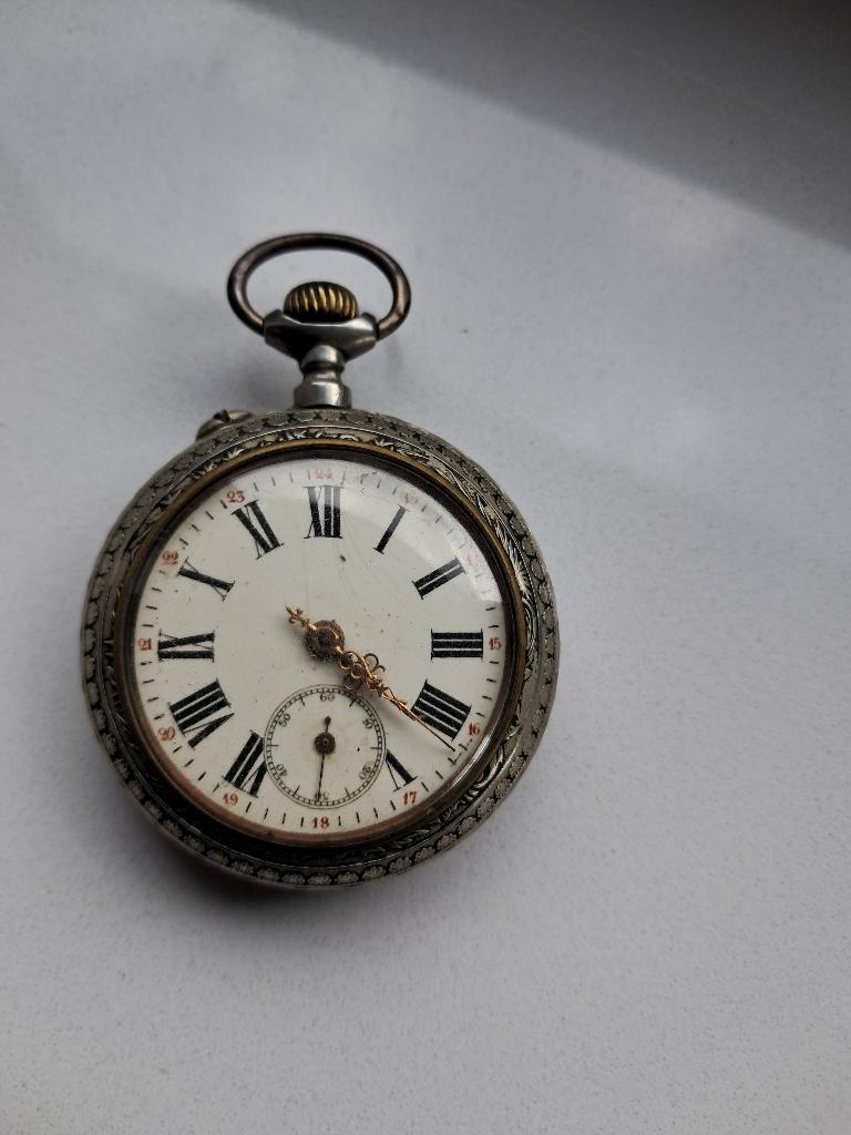 zakhorloge, Handtassen en Accessoires, Horloges | Antiek, Zakhorloge, Staal, Voor 1900, Ophalen