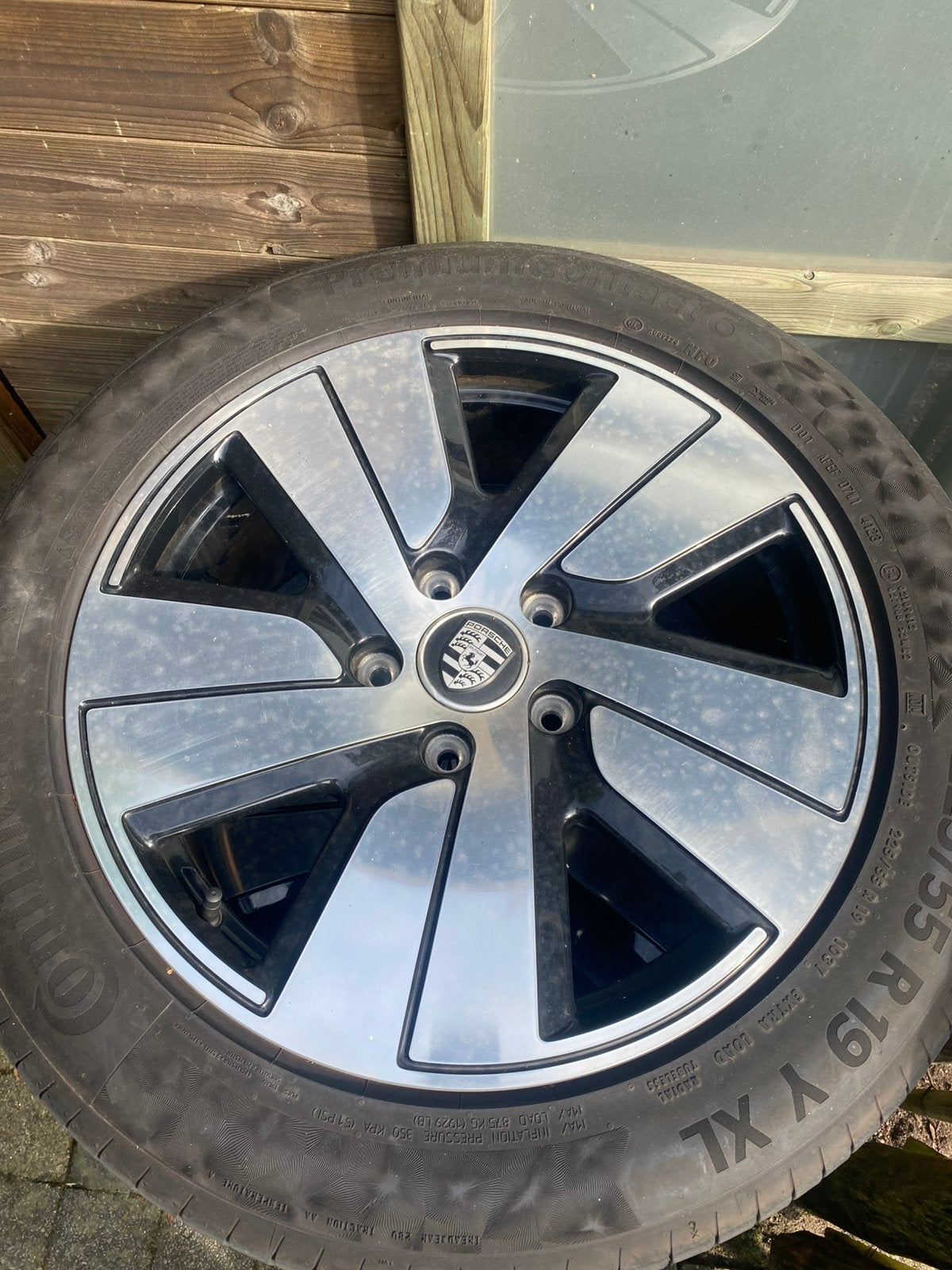 Originele Taycan velg plus continental banden (breedset), Gebruikt, 275 mm, Banden en Velgen, Personenwagen