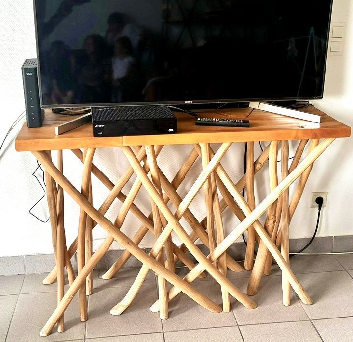 Table en teck  40x120  H : 80, Enlèvement, Comme neuf, Rectangulaire, Teck