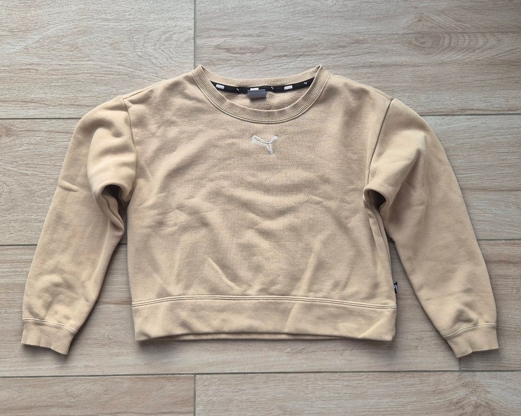 Puma crop sweater beige maat 140 – sportief & zacht, Kinderen en Baby's, Gebruikt, Meisje, Trui of Vest, Puma