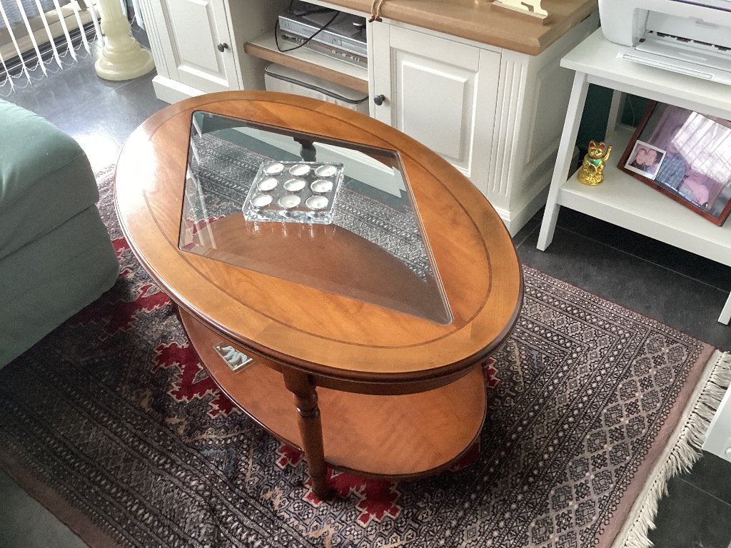 Salontafel met glas, Ophalen, Glas, 100 tot 150 cm, 50 tot 100 cm