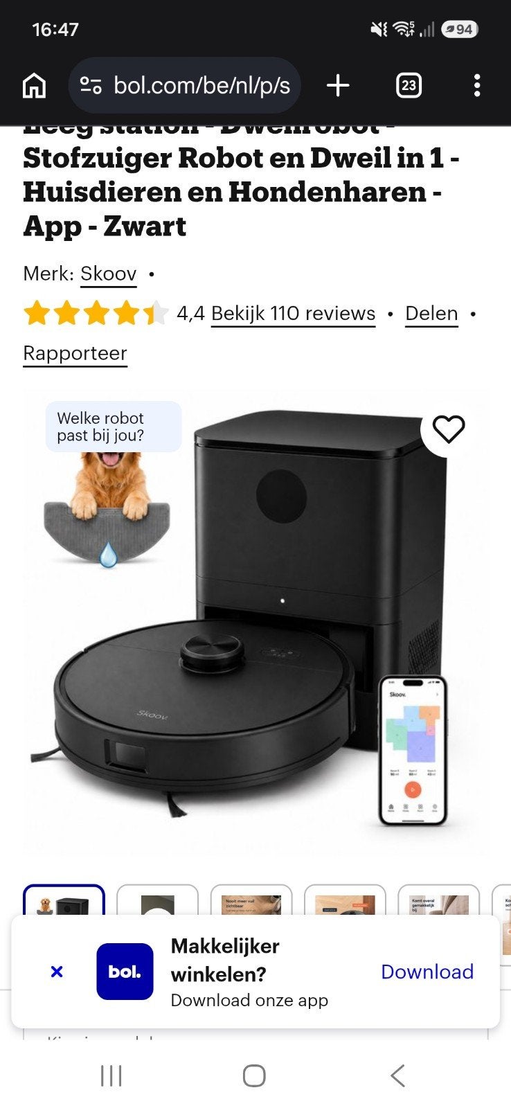 Robotstofzuiger met dweilfunctie, Elektronische apparatuur, Stofzuigers, Ophalen, Overige merken, Dweilfunctie, Zo goed als nieuw