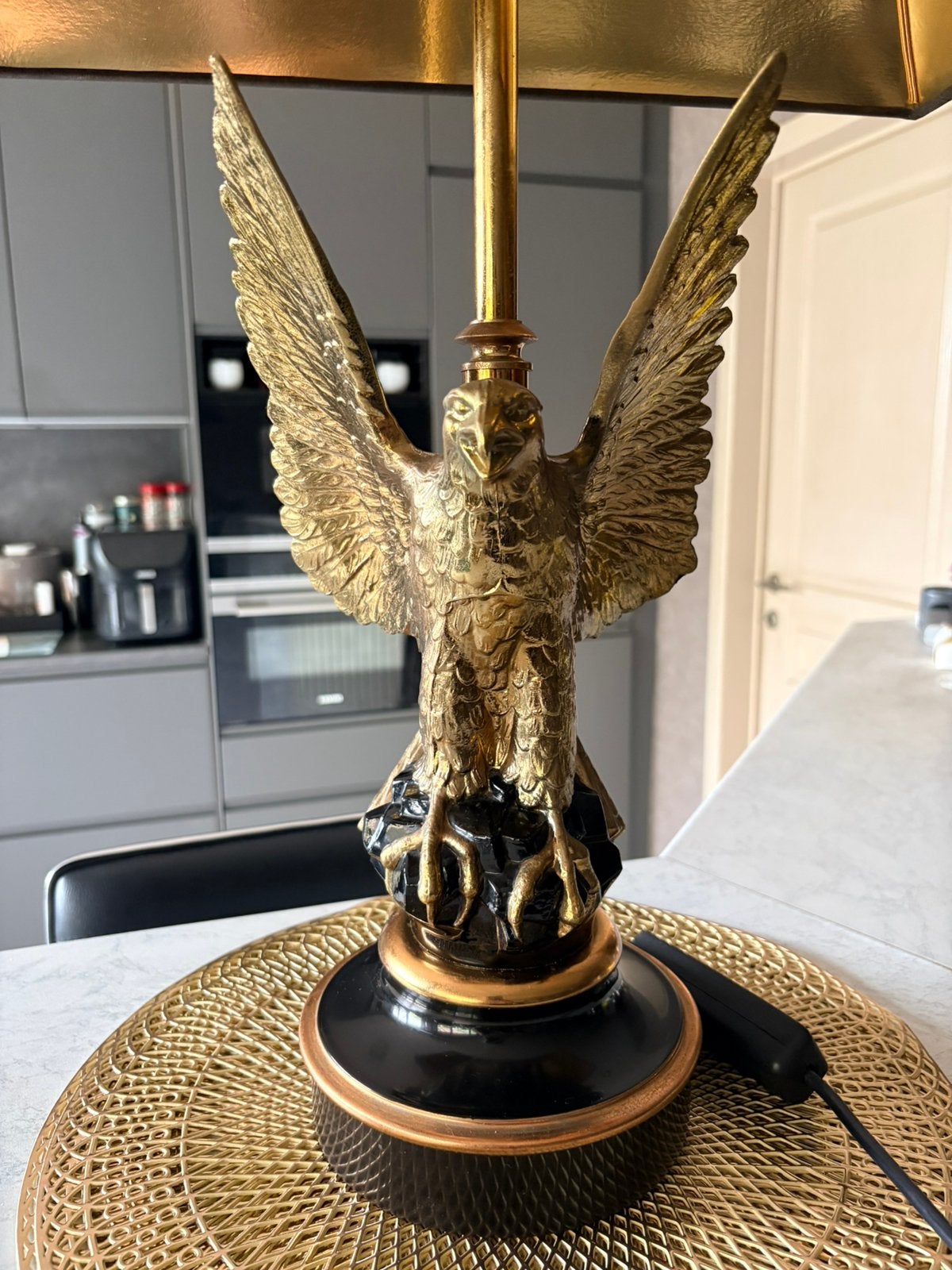 Deknudt - Empire style brass eagle lamp, Huis en Inrichting, Ophalen, Gebruikt, Overige merken, Metaal