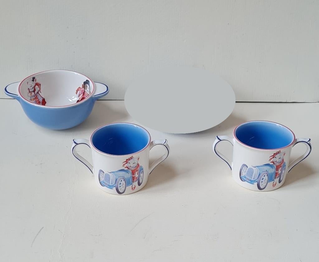 1 bol à déjeuner + 2 tasses Niderviller en porcelaine Kaolin, Neuf, Enlèvement ou Envoi, Autres styles, Porcelaine