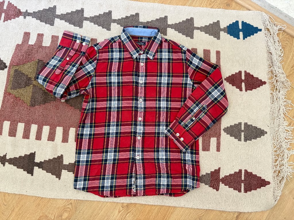 Massimo Dutti geruit jongenshemd lange mouwen, 9-10j, Kinderen en Baby's, Kinderkleding | Maat 134, Gebruikt, Overhemd of Blouse
