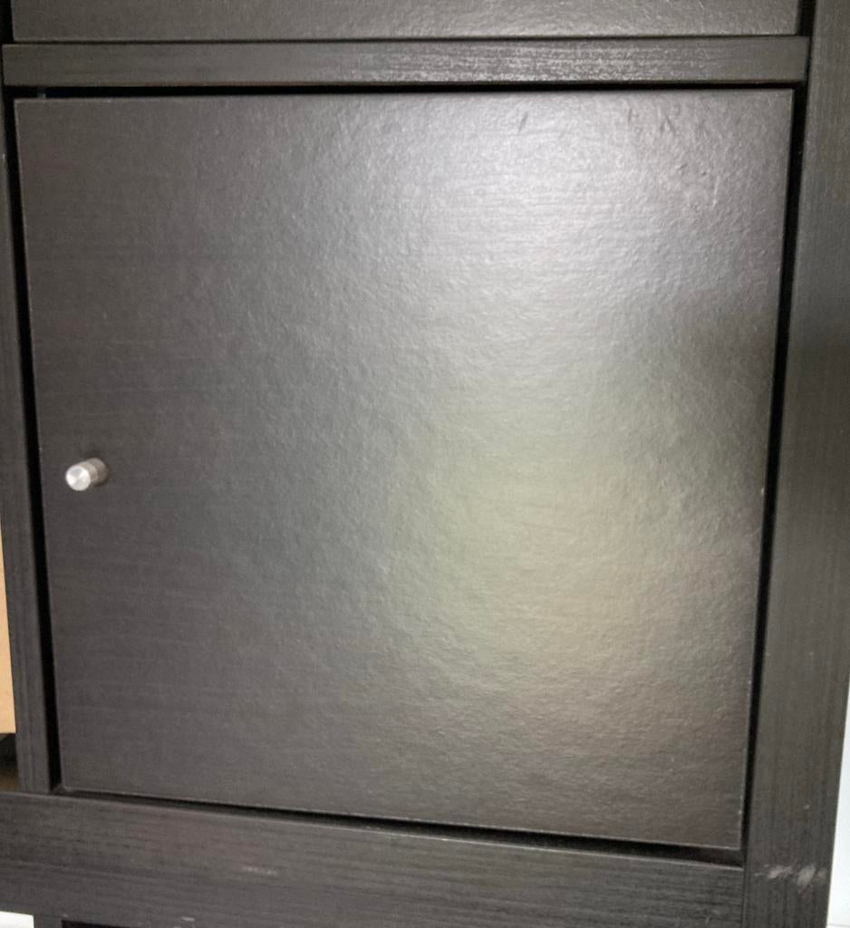 Ikea Kallax inzet met deur zwartbruin, Huis en Inrichting, Ophalen, Gebruikt