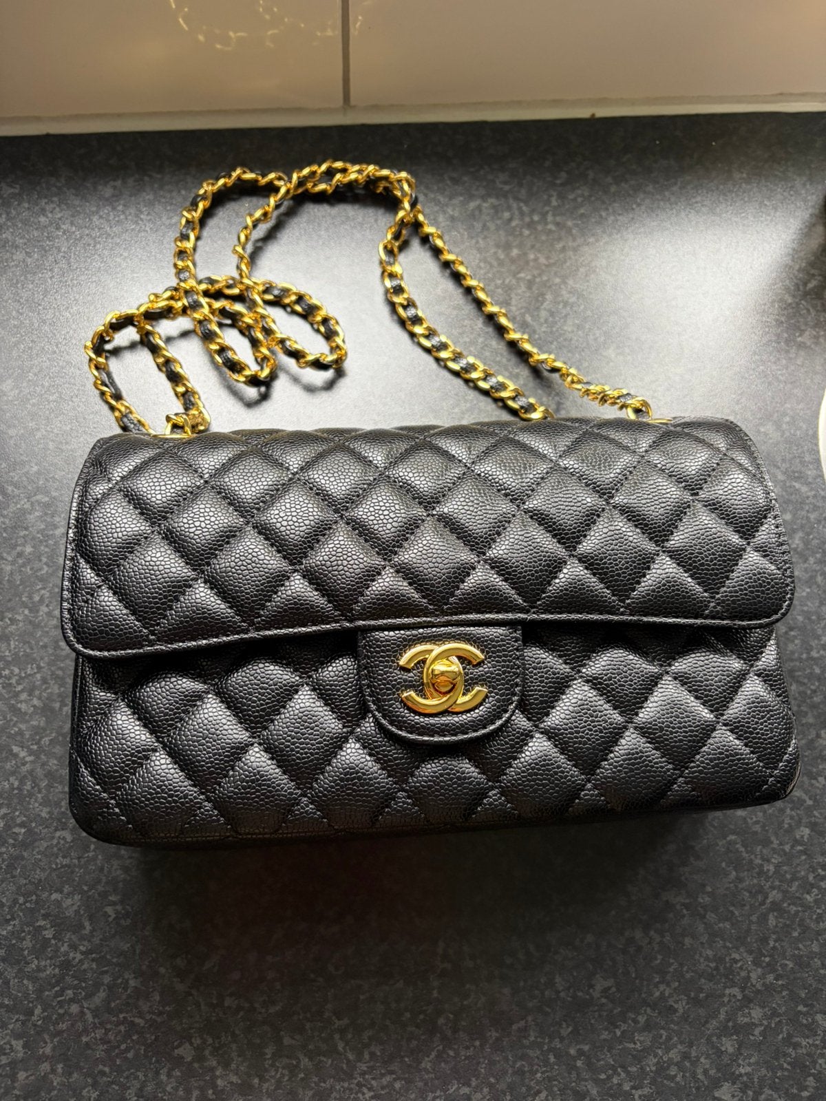 Classic flap bag kaviaarleer zwart, Ophalen of Verzenden, Zo goed als nieuw, Zwart