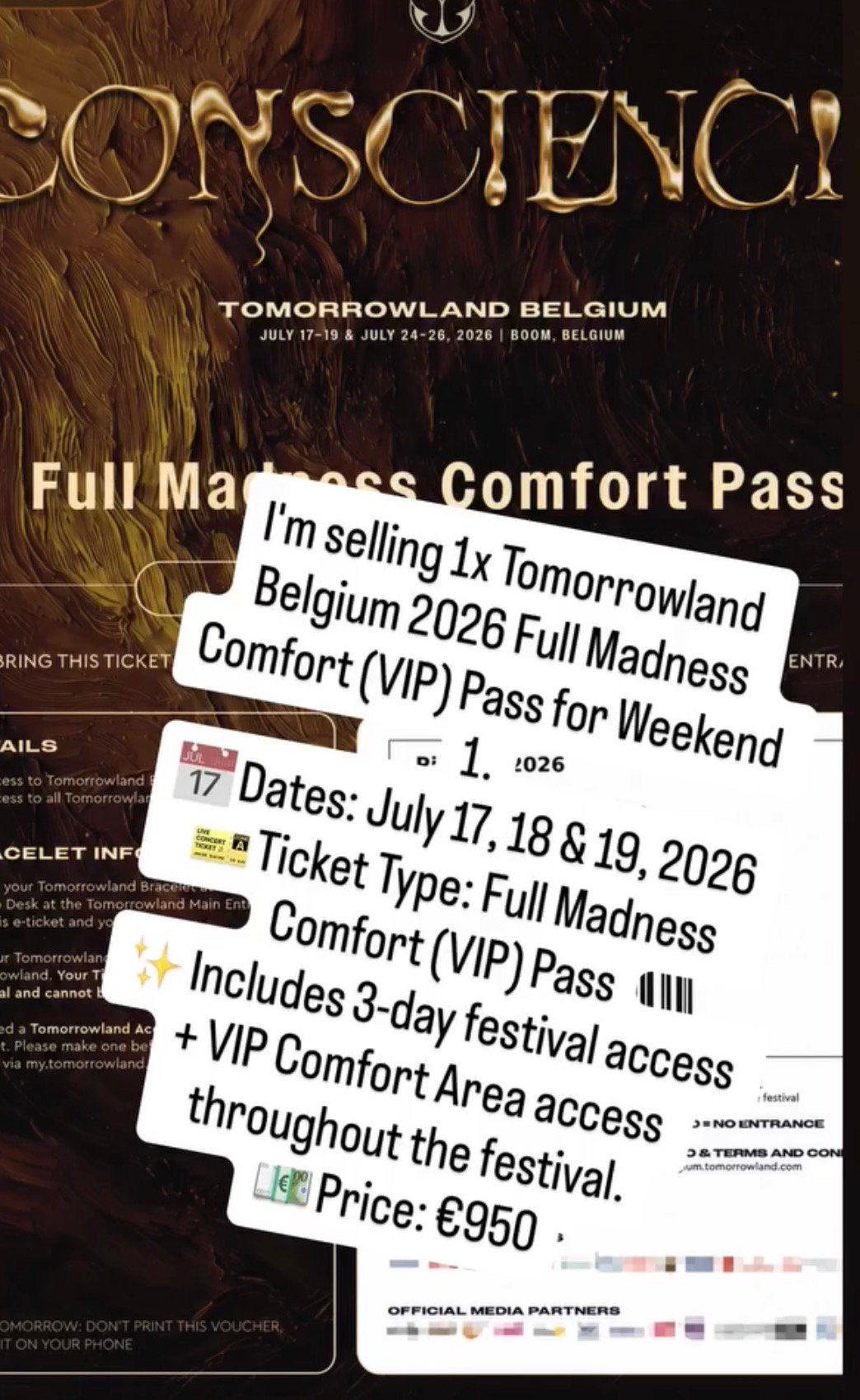 billet pour Tomorrowland, Une personne, Plusieurs jours