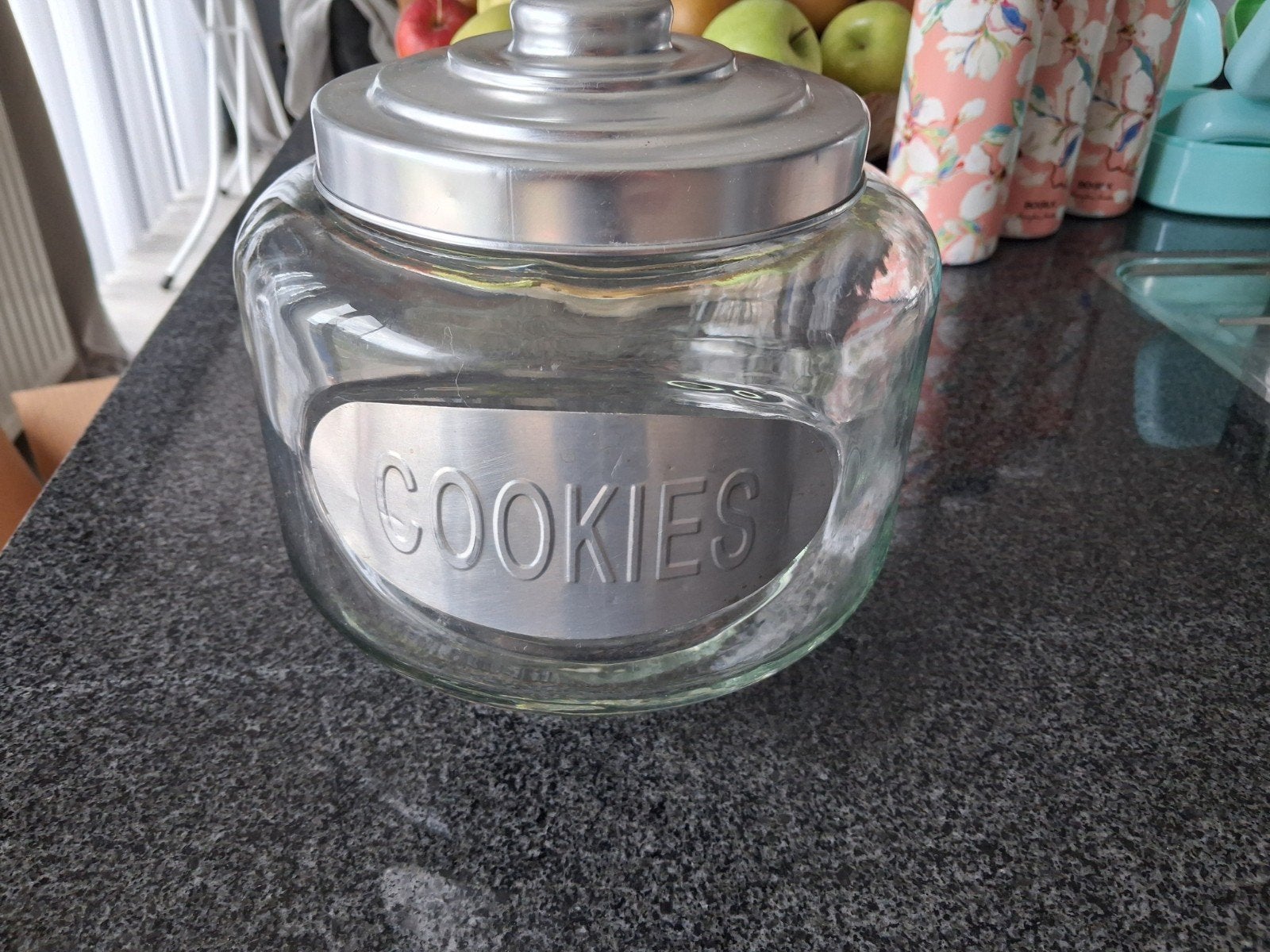 glazen koekjesdoos, Voorraadpot, Ophalen, Zo goed als nieuw, Glas