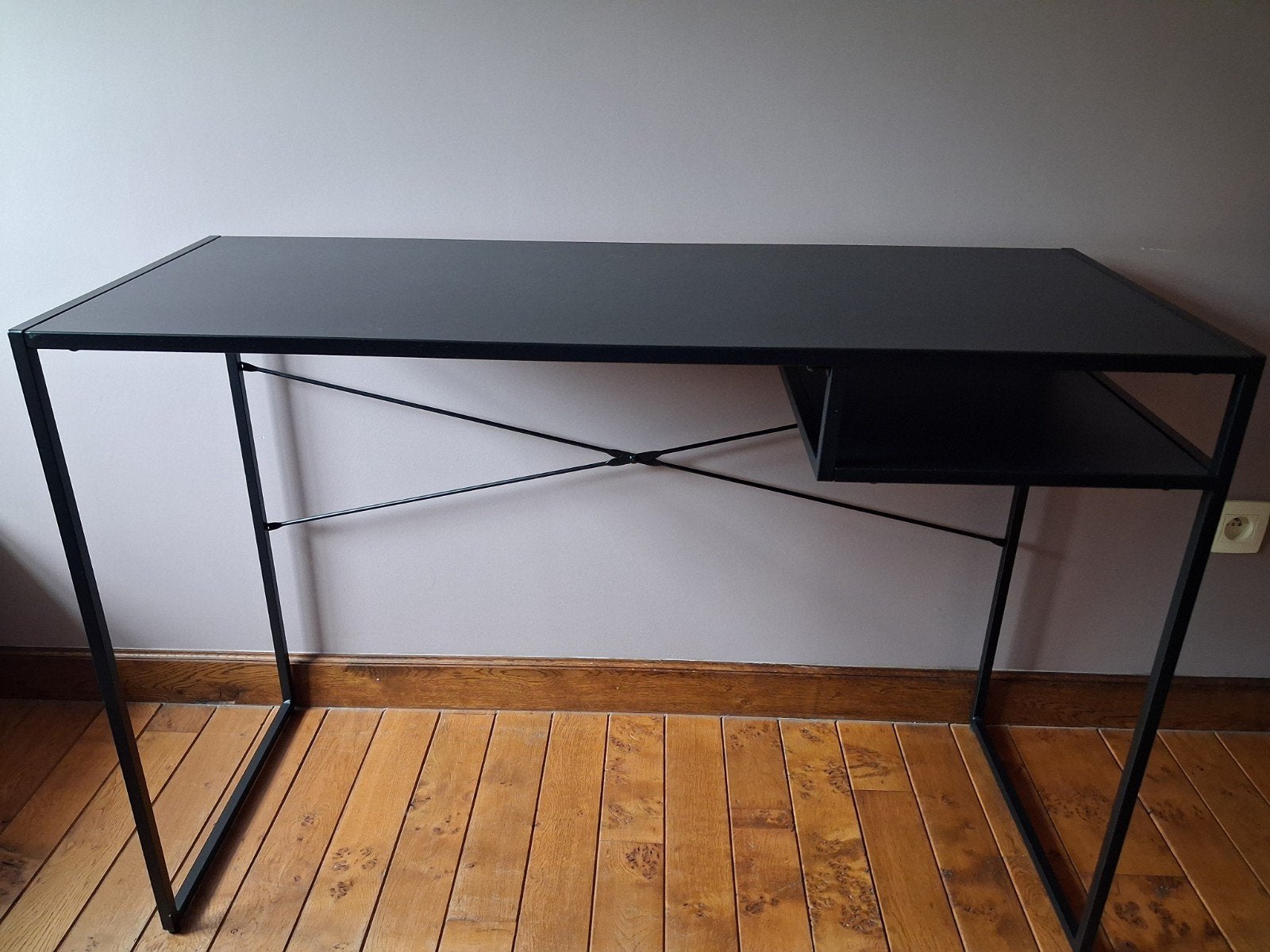Bureau - zwart, strak, licht, Ophalen, Zwart, Gebruikt, 110 cm